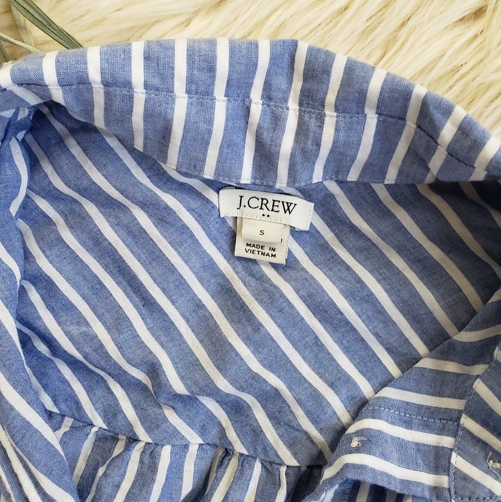 J Crew blue & white striped cropped button up S - Picture 5 of 5